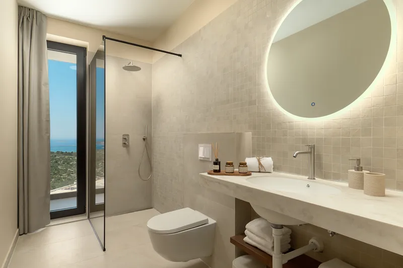 Luxury bathroom with rain shower