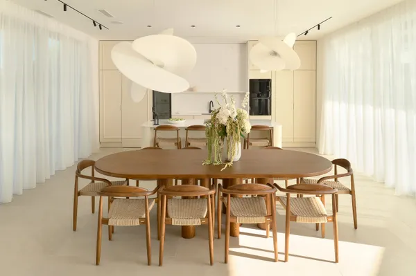 Dining room with designer table